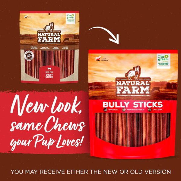 Natural Farm Odor-Free Bully Sticks (6 Inch, 15 Count), Single Ingredient: 100% Beef Chews, Grass-Fed, Non-GMO, Grain-Free, Fully Digestible Treats for Puppies, Small or Senior Dog - Image 2