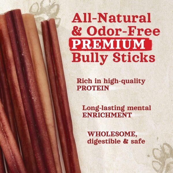 Natural Farm Odor-Free Bully Sticks (6 Inch, 15 Count), Single Ingredient: 100% Beef Chews, Grass-Fed, Non-GMO, Grain-Free, Fully Digestible Treats for Puppies, Small or Senior Dog - Image 3