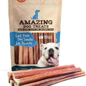 Amazing Dog Treats - Bully Sticks for Small Dogs (6 Inch Junior - 12 Count) - Premium Thin Bully Sticks for Dogs - Best Bully Stick Dog Chews - Bully Bones for Puppies and Small Breeds