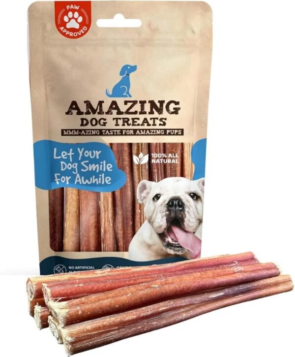 Amazing Dog Treats - Bully Sticks for Small Dogs (6 Inch Junior - 12 Count) - Premium Thin Bully Sticks for Dogs - Best Bully Stick Dog Chews - Bully Bones for Puppies and Small Breeds