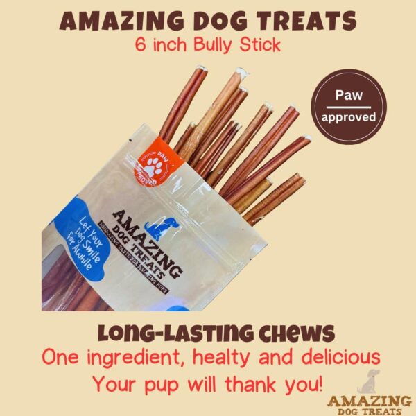 Amazing Dog Treats - Bully Sticks for Small Dogs (6 Inch Junior - 12 Count) - Premium Thin Bully Sticks for Dogs - Best Bully Stick Dog Chews - Bully Bones for Puppies and Small Breeds - Image 2