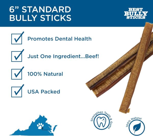 Best Bully Sticks 6 Inch Bully Sticks - 25 Count (Pack of 1) - Natural, Easily Digestible, 100% Grass-Fed, Grain and Rawhide Free - Image 2