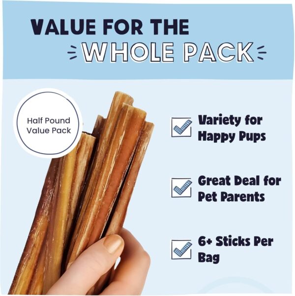 Pawstruck Natural 5-8" Bully Sticks for Dogs - Best Long-Lasting, Rawhide-Free, Low Odor Dental Chew Treat - Healthy Single Ingredient, 100% Real Beef - 8 oz Bag - Packaging May Vary - Image 5