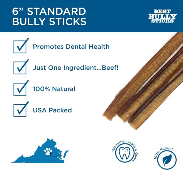 Best Bully Sticks 6 Inch Bully Sticks - 8 oz (Pack of 1) - Natural Grass-Fed, Grain and Rawhide Free, Great for Medium or Large Pets - Image 2