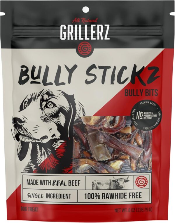 Grillerz Bully Bits, 1/2 lb Bag, 8 oz, All Natural Dog Treat for All Breeds, Dog Chew for Healthy Teeth