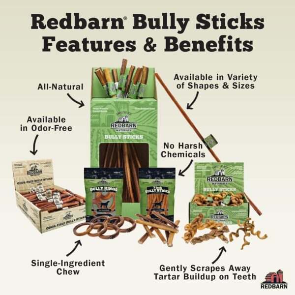 Redbarn Pet Products All Natural 5-8" Braided Bully Sticks for Small & Large Dogs - Healthy Long Lasting Beef Chews Variety Party Pack - Single Ingredient Low Odor Rawhide Free - 8 oz Bag - Image 3