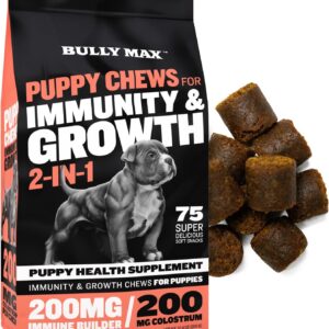 Bully Max 2-in-1 Puppy Treats Soft Chews for Immunity & Growth - Dog Vitamins & Supplements - Essential Multivitamin Food Topper for Health & Immune Support - Small, Medium & Large Breed Puppies