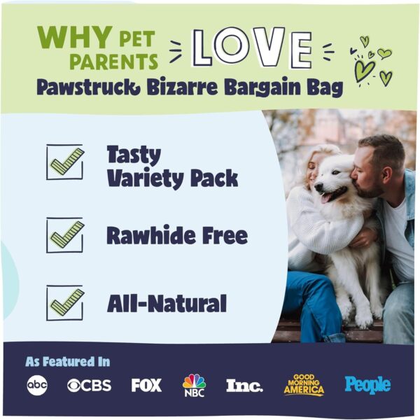 Pawstruck Bizarre Bargain Bag Assorted Natural Dog Chew Treats - Animal Ears, Jerky, Bones, Hooves, Beef Straps - Long Lasting Rawhide Alternative for Chewers, All Breeds - 1 lb, Packaging May Vary - Image 3
