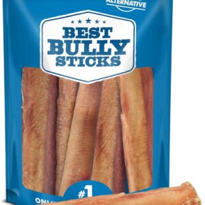 Best Bully Sticks 6 Inch Thick Bully Sticks for Dogs - 5 Count (Pack of 1) - Natural, Grass-Fed Beef, Single Ingredient, Grain and Rawhide Free - Large Breeds