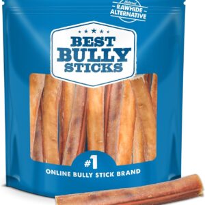 Best Bully Sticks 6 Inch Jumbo Bully Sticks for Dogs - 12 Count (Pack of 1) - Natural Grass-Fed Beef, Single Ingredient, Grain and Rawhide Free Chew, Large Breeds