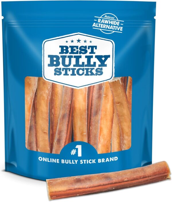 Best Bully Sticks 6 Inch Jumbo Bully Sticks for Dogs - 12 Count (Pack of 1) - Natural Grass-Fed Beef, Single Ingredient, Grain and Rawhide Free Chew, Large Breeds