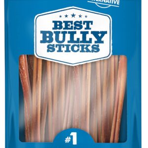 Best Bully Sticks 12 Inch Thin Bully Sticks for Dogs - 24 Count (Pack of 1) - Natural Grain and Rawhide Free, Puppies, Seniors, Small Breeds