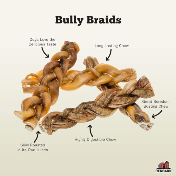 Redbarn Pet Products All Natural 5-8" Braided Bully Sticks for Small & Large Dogs - Healthy Long Lasting Beef Chews Variety Party Pack - Single Ingredient Low Odor Rawhide Free - 8 oz Bag - Image 2