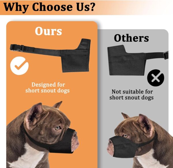 Mayerzon Pitbull Muzzle, Soft Muzzle for American Bully Bulldog Boxers Rottweilers, Anti Fierce Barking Biting Chewing Mouth Guard for Medium Large Short Snout Dogs in Grooming Walking Vet Visits - Image 3