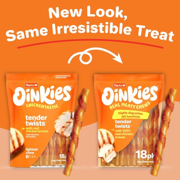 Hartz Oinkies Tender Twists with Real Chicken Breast Rawhide-Free Dog Treats, Highly Digestible Dog Chews, 18 Count - Image 2