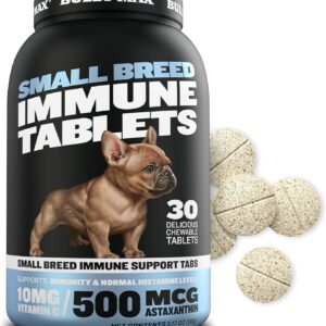 Bully Max Small Breed Dog Immune Support Tablets - Chewable Dog Multivitamin Immunity Booster Supplement Tabs for Puppy & Adult Dogs - Pet Vitamins with Astaxanthin, Colostrum, Turmeric - 30 Tablets
