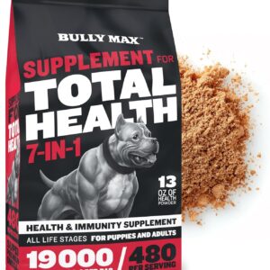 Bully Max 7-in-1 Dog Multivitamin Powder with Omega 3, 6, Glucosamine & Chondroitin for Immune System, Digestive & Joint Health - Food Topper, Vitamins & Supplements for Puppy & Adult Dogs, 13Oz Bag