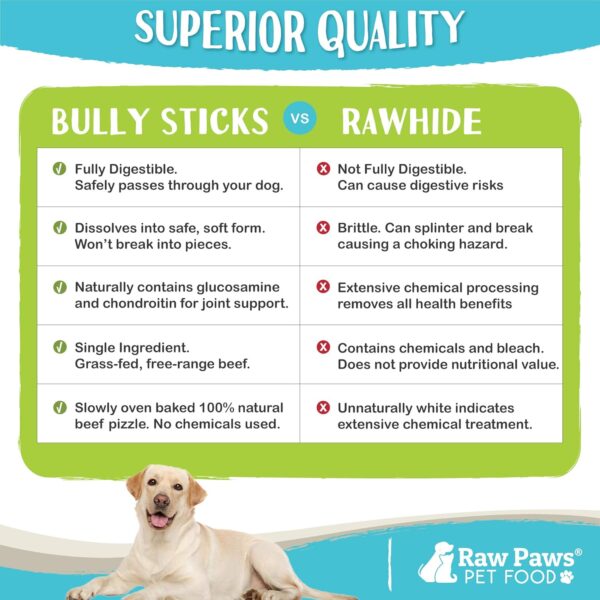 Raw Paws Jumbo Bully Sticks, 6" (5 Pack) - Extra Thick for Medium to Large Breeds - No Added Hormones, Free Range Cows - Pizzle Sticks for Dogs - Long Lasting Chews for Aggressive Chewers - Image 5
