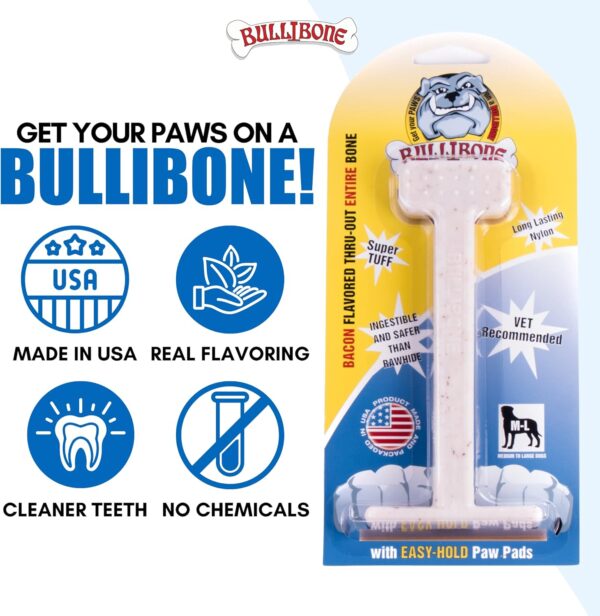 Bullibone Nylon Dog Chew Toy Nylon Bone - Improves Dental Hygiene, Easy to Grip Bottom, and Permeated with Flavor (Bacon, Large - 2 Pack) - Image 4