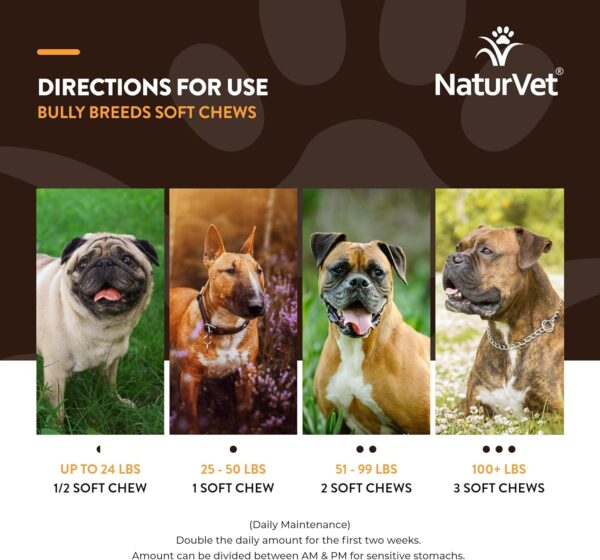 NaturVet Bulldog Breed Supplement- for Joint Support, Digestion, Skin, Coat Care- Dog Multivitamins with Minerals, Omega-3, PlaqueOff- Wheat-Free Vitamins for Dogs- Bully Breeds- 50 Soft Chews - Image 5
