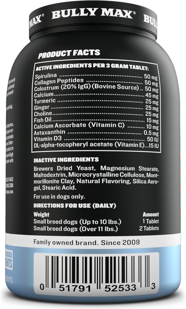 Bully Max Small Breed Dog Immune Support Tablets - Chewable Dog Multivitamin Immunity Booster Supplement Tabs for Puppy & Adult Dogs - Pet Vitamins with Astaxanthin, Colostrum, Turmeric - 30 Tablets - Image 6