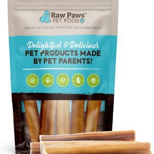 Raw Paws Jumbo Bully Sticks, 6" (5 Pack) - Extra Thick for Medium to Large Breeds - No Added Hormones, Free Range Cows - Pizzle Sticks for Dogs - Long Lasting Chews for Aggressive Chewers