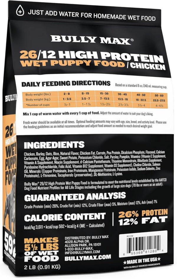 Bully Max Wet Puppy Food - Instant Fresh Dehydrated High Protein Soft Dog Food with Chicken - Healthy Growth for Small & Large Breed Puppies - 2 Dry Dog Food Pounds (Makes 5.5 lbs. of Wet Food) - Image 6