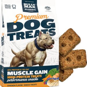 Bully Max Premium High Protein Dog Treats for Puppy & Adult Dogs - Training Dog Food Treats with 40% Protein, Real Meat, Veggies & BCAAs for Small, Medium & Large Breeds, Chicken Flavor, 400g Bag
