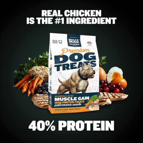 Bully Max Premium High Protein Dog Treats for Puppy & Adult Dogs - Training Dog Food Treats with 40% Protein, Real Meat, Veggies & BCAAs for Small, Medium & Large Breeds, Chicken Flavor, 400g Bag - Image 3