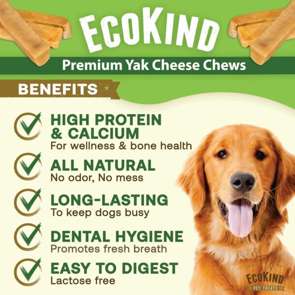 EcoKind Premium Gold Yak Cheese Himalayan Dog Chews, Dog Treats Large Breed, All Natural, High Protein, for Aggressive Chewers, Large - 4 Chews (1 lb) - Image 2
