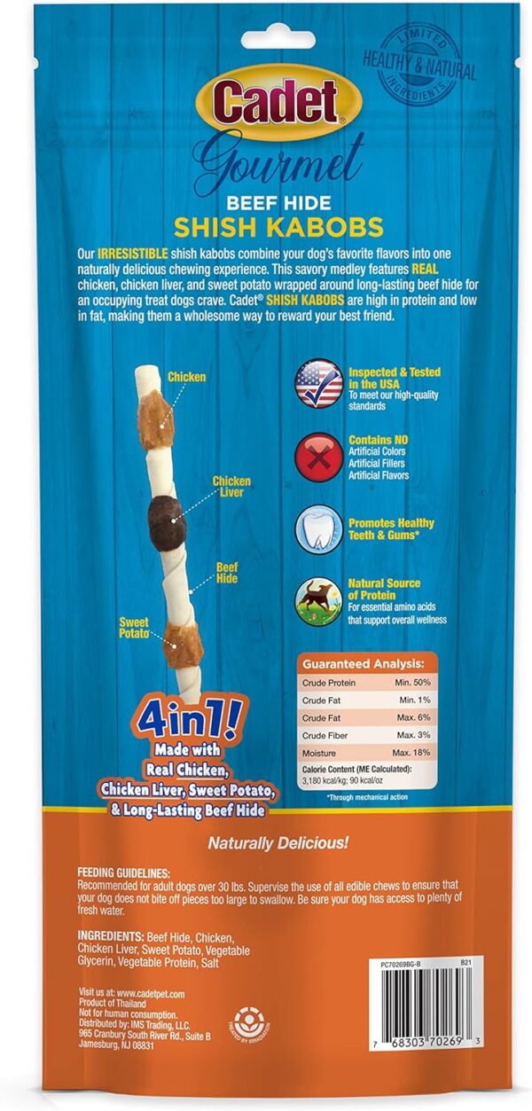 Cadet Gourmet Shish Kabob Dog Treats for Large Dogs, Healthy & Natural Chicken & Sweet Potato Chew Sticks, Beef Hide, Extra Large 10 Inch, 4 Count (Pack of 1) - Image 11