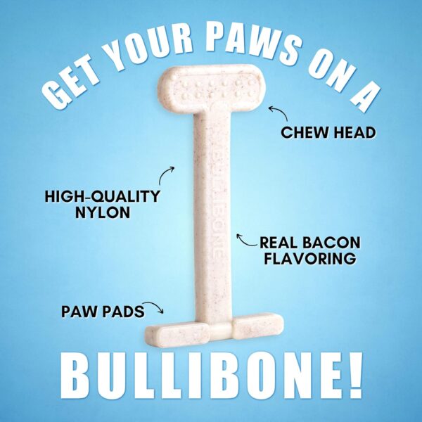Bullibone Nylon Dog Chew Toy Nylon Bone - Improves Dental Hygiene, Easy to Grip Bottom, and Permeated with Flavor (Bacon, Large - 2 Pack) - Image 3