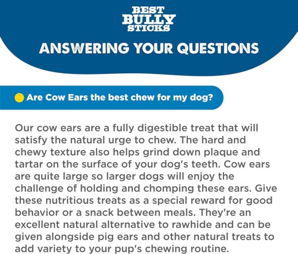 Best Bully Sticks Thick-Cut Cow Ears - 12 Count (Pack of 1) - All-Natural, Free-Range Grass-Fed, Single Ingredient, High Protein, Easily Digestible, Great for Various Breeds - Image 8
