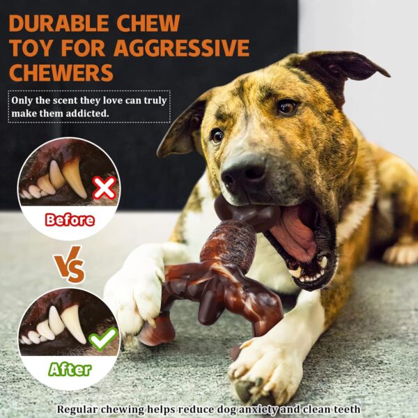 Dog Chew Toys for Aggressive Chewers Almost Indestructible Dog Toys,Bacon Flavor,Tough Dog Bone Toys for Medium/Large Breed Dogs,Best Chew Toys to Keep Them Busy - Image 3