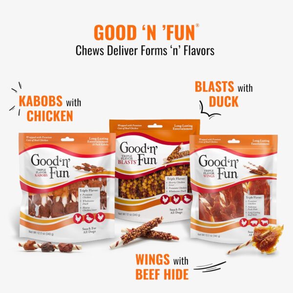 Good ‘n’ Fun Triple Flavor Kabobs Chews for All Dogs, 24 Ounces, Treat Your Dog to Chews Made from Beef Hide, Real Chicken, Pork Hide, Duck and Chicken Liver - Image 9