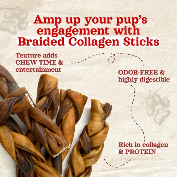 Natural Farm Braided Collagen Chews for Dogs (12 Inch, 6 Pack), Collagen Sticks, Natural Dog Chews, Long Lasting, for Small, Medium and Large Dogs, Odor-Free, Rawhide Alternative - Image 3