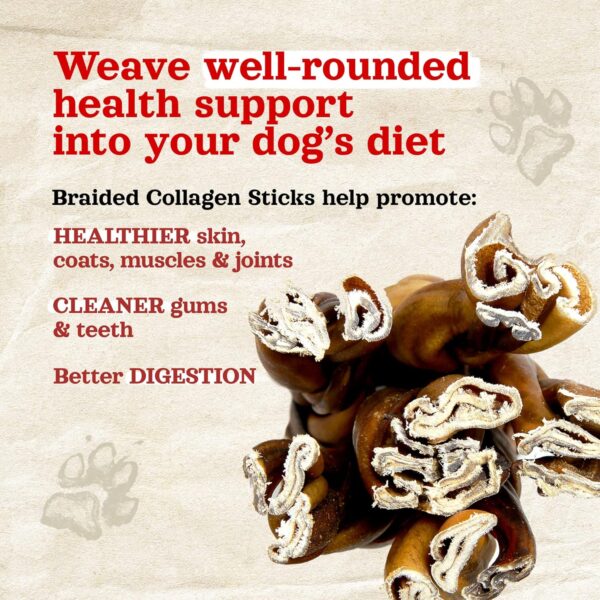 Natural Farm Braided Collagen Chews for Dogs (12 Inch, 6 Pack), Collagen Sticks, Natural Dog Chews, Long Lasting, for Small, Medium and Large Dogs, Odor-Free, Rawhide Alternative - Image 4