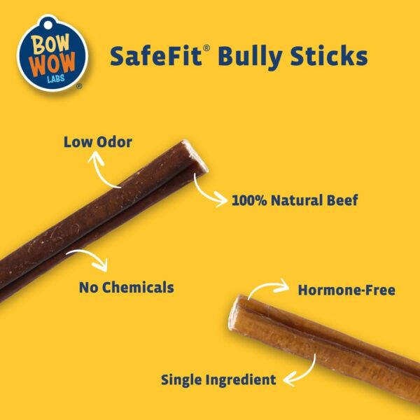 Bow Wow Labs 6" Bully Sticks for Dogs | 100% All Natural, Grass-Fed, Free-Range Beef | Low Odor | Long Lasting Chews | SafeFit | 10 Pack (Midsize) - Image 2