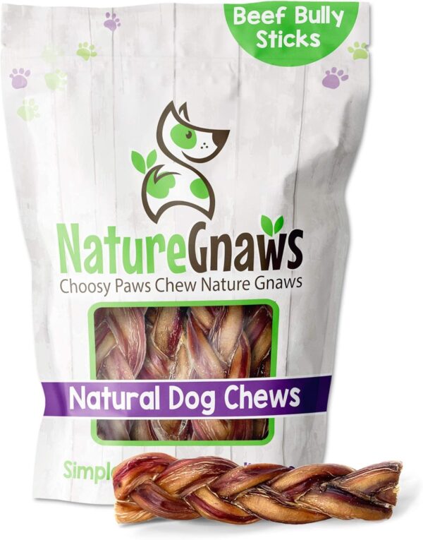 Nature Gnaws Braided Bully Sticks for Dogs 5-6" (3 Count) - Long Lasting for Small and Medium Dogs - Natural Beef Dog Chew Bones - Rawhide Free - Image 4