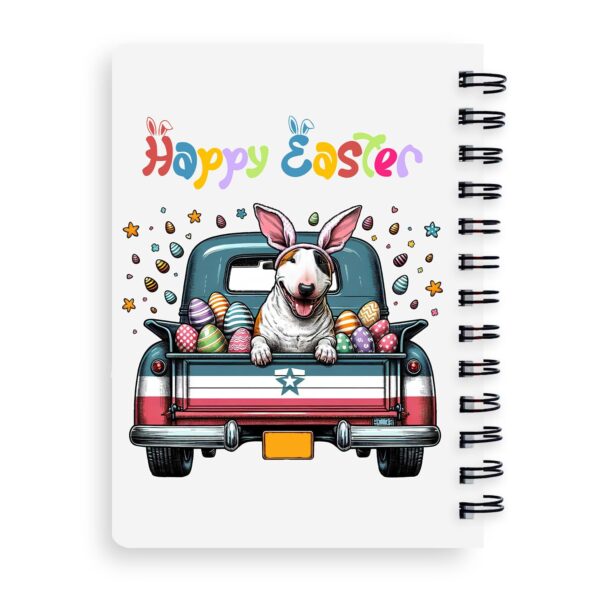 Ninety3POD Happy Easter Bull Terrier American Flag Truck Spiral Bound Journal Bully Dog Breed Lovers Gifts Idea 5x7in Spiral Notebook - 001 - Image 2