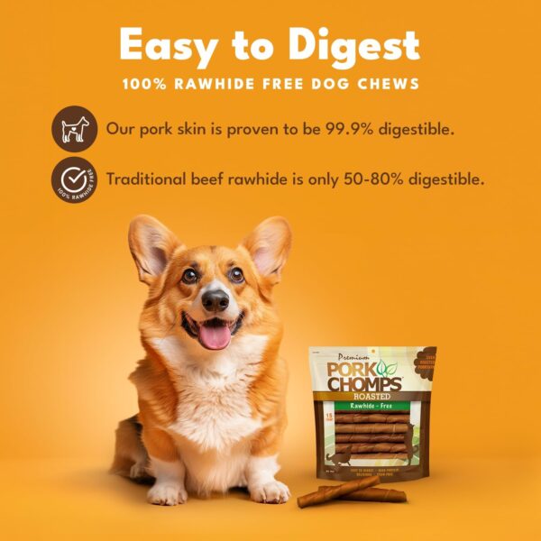 Pork Chomps Roasted Pork Skin Dog Chews, 6-inch Twists, 15 Count - Image 2