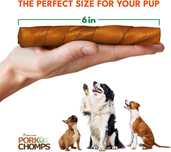 Pork Chomps Roasted Pork Skin Dog Chews, 6-inch Twists, 15 Count - Image 4