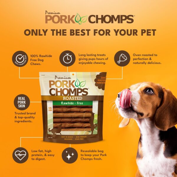 Pork Chomps Roasted Pork Skin Dog Chews, 6-inch Twists, 15 Count - Image 3