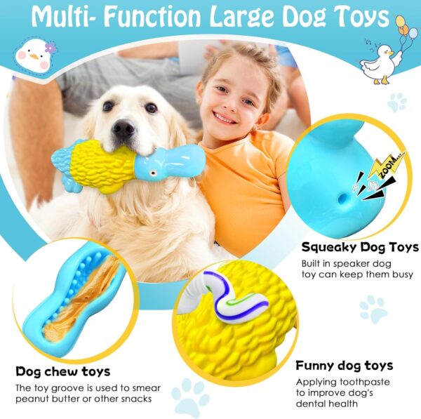 Dog Chew Toys for Aggressive Chewers: Indestructible Dog Toys- Large Squeaky Tough Dog Toys for All Breed Sizes to Keep Them Busy (Blue) - Image 4