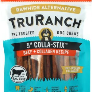 Collagen Sticks - 5" Collagen Sticks for Dogs - Long Lasting Healthy Joint Support Dog Treat - Rawhide Alternative - Skin & Coat Health - Made with Real Beef, 1 Bag, 15 Count