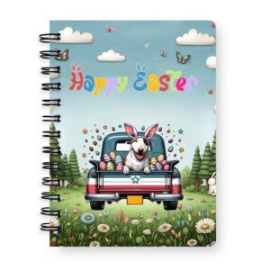 Ninety3POD Happy Easter Bull Terrier American Flag Truck Spiral Bound Journal Bully Dog Breed Lovers Gifts Idea 5x7in Spiral Notebook - 001