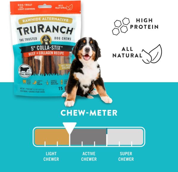 Collagen Sticks - 5" Collagen Sticks for Dogs - Long Lasting Healthy Joint Support Dog Treat - Rawhide Alternative - Skin & Coat Health - Made with Real Beef, 1 Bag, 15 Count - Image 5