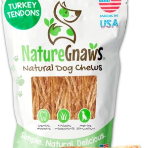 Nature Gnaws USA Turkey Tendons for Dogs (4oz) - Delicious Grain Free Reward Snack for Small, Medium & Large Breeds - Premium Natural Dog Chew Treats