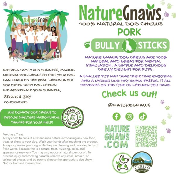 Nature Gnaws Extra Thin Pork Bully Sticks for Small Dogs 5-6" (15 Count) - Long Lasting for Light Chewers and Puppies - Natural Bacon Dog Chew Treats - Image 5