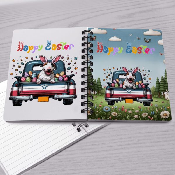 Ninety3POD Happy Easter Bull Terrier American Flag Truck Spiral Bound Journal Bully Dog Breed Lovers Gifts Idea 5x7in Spiral Notebook - 001 - Image 4